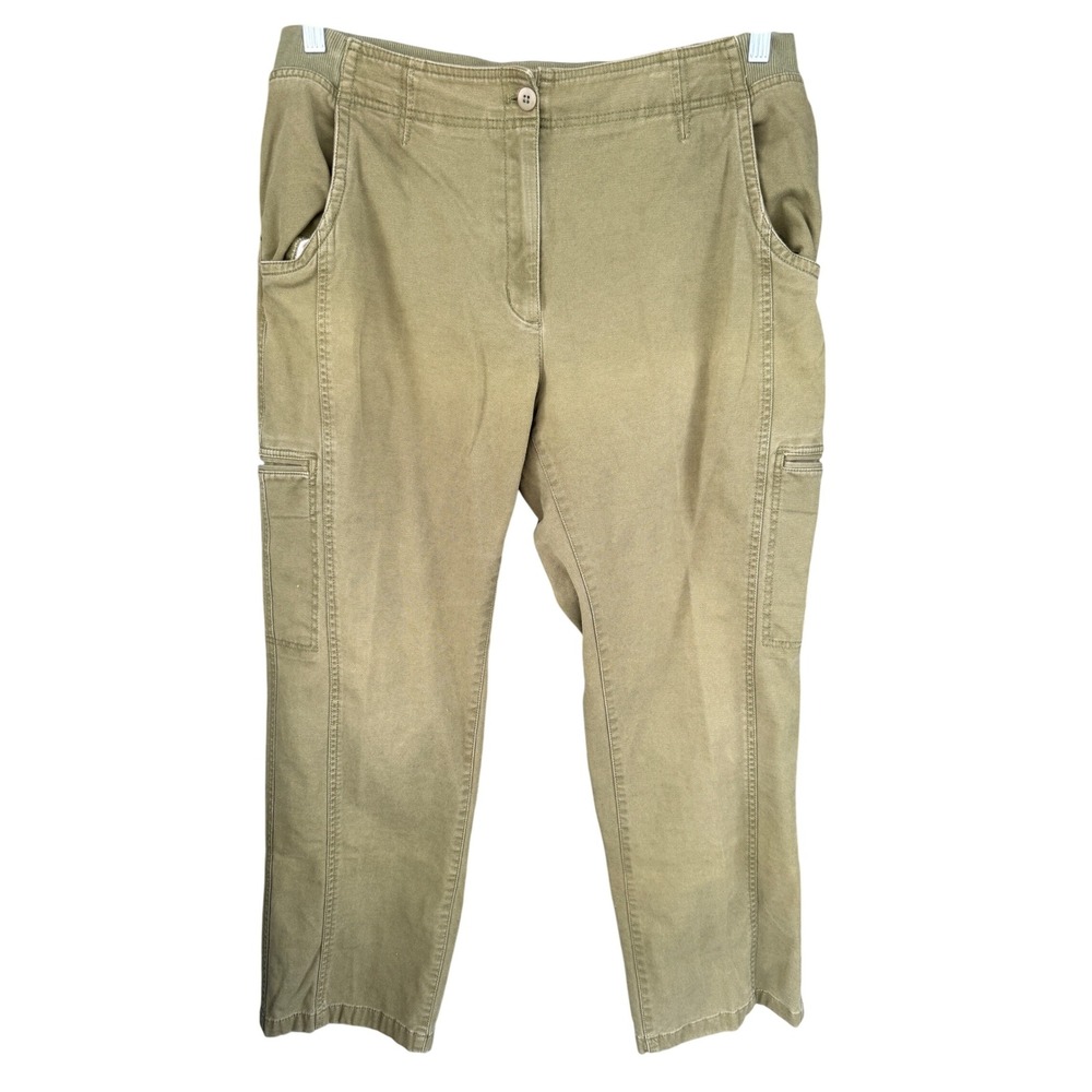 A3 L.L.Bean Classic Fit Olive Green‎ Cotton Blend Cargo Casual Pants - Picture 2 of 5
